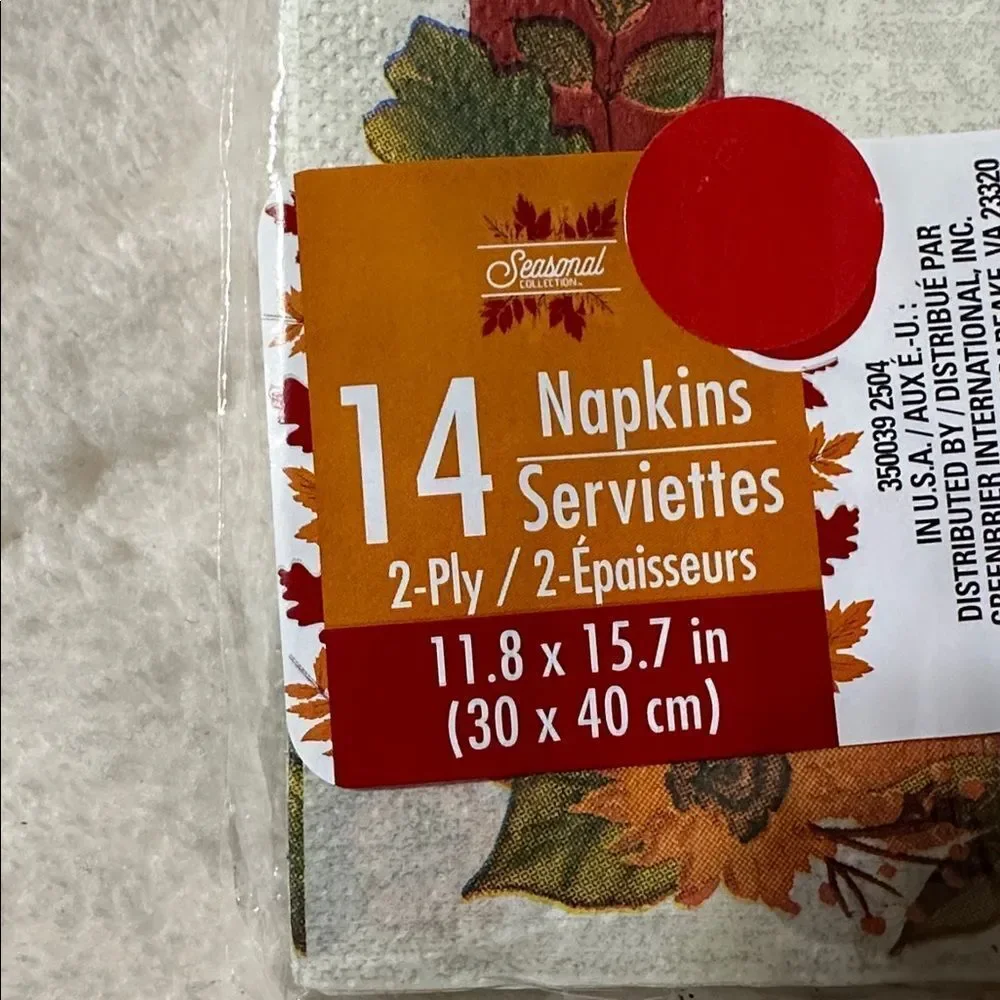 Greenbrier Thanksgiving Harvest Fall Guest Shaped Napkins 14 x 4 packs